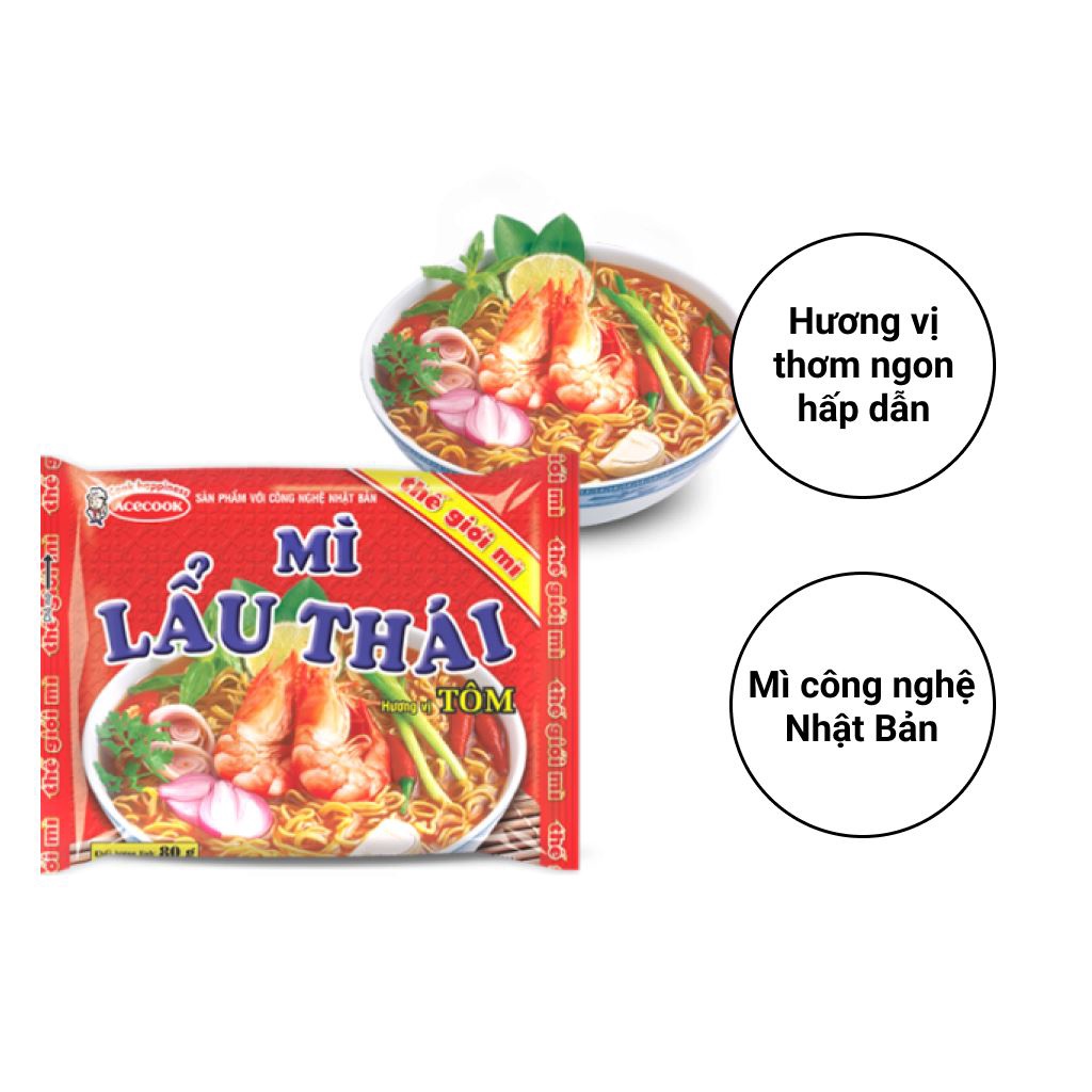 Thùng 30 gói mì Lẩu Thái Tôm