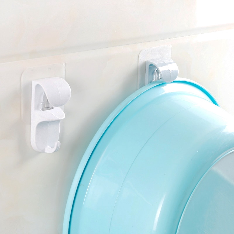 [HÀNG CÓ SẴN] Móc Treo Đồ Gắn Tường Tiện Lợi Móc dính treo chậu tắm，Móc treo thau chậu nhà tắm dán tường