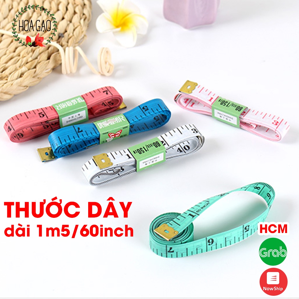 Thước đo eo, thước may đo quần áo HOA GẠO GTD1 150cm có đầu sắt kiểm soát vòng bụng, giảm cân chất lượng 1k freeship