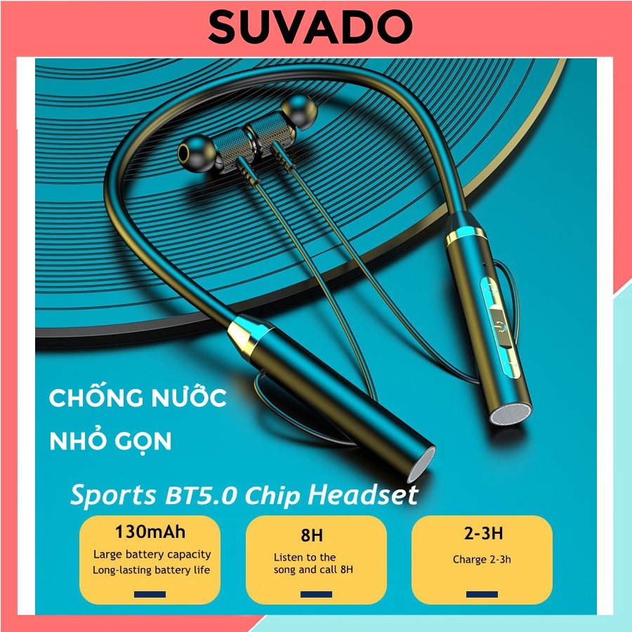 Tai nghe bluetooth đeo cổ nhét tai thể thao không dây có mic chơi game nghe nhạc G01 SUVADO