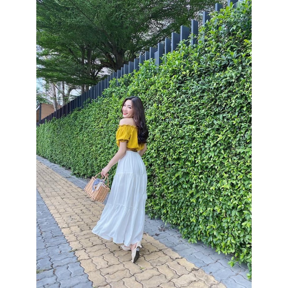 Set vay voan phối áo trễ vai xinh MAGB210620