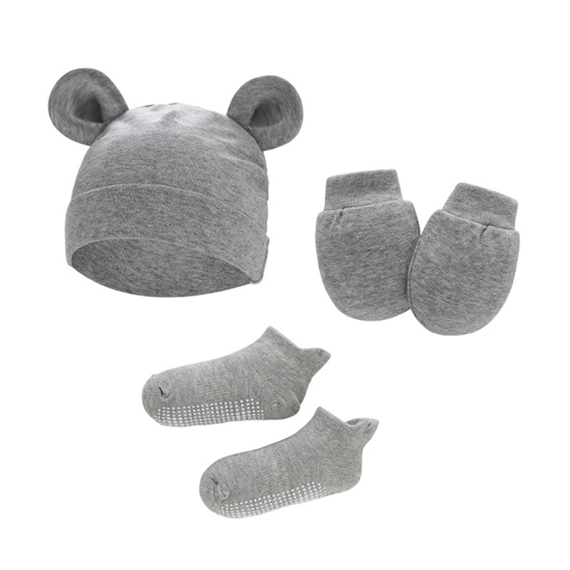 1 Set Vỏ Bọc Chân+Nón/Vớ Cotton Mềm Mại Chống Trầy Xước Dành Cho Bé