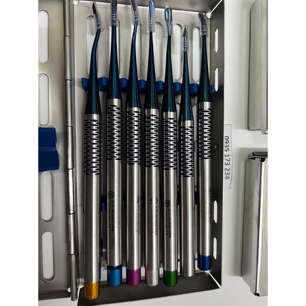 Bộ nạy nhổ răng không sang chấn plasma xanh Tulit German bảo toàn vách xương ổ răng, hộp 7 cây