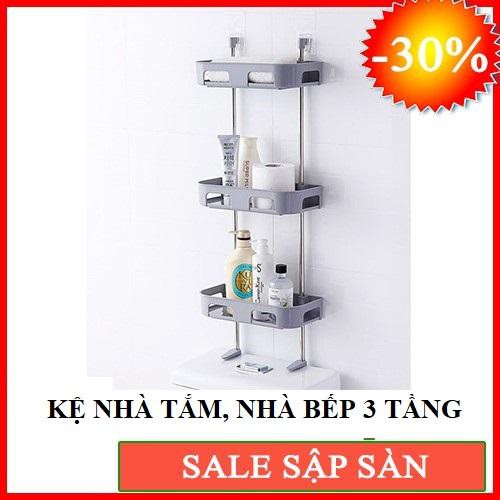 Kệ áp tường 3 tầng tiện lợi, Kệ 3 tầng nhà tắm hút chân không đa năng