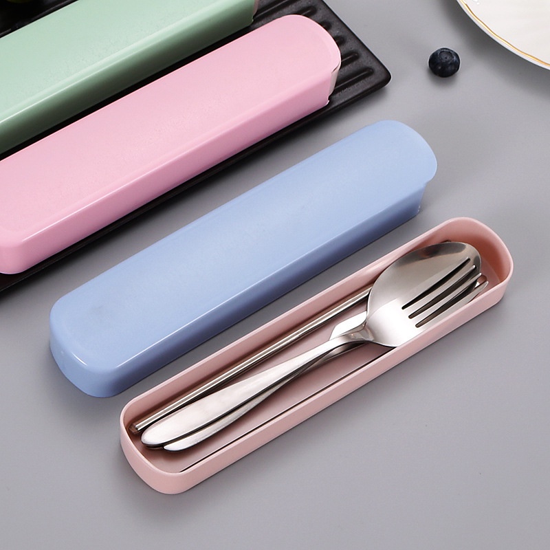 Bộ muỗng đĩa nỉa cá nhân bằng thép không gỉ kèm hộp đựng tiện lợi