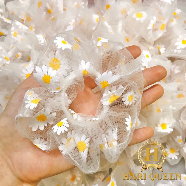 Dây buộc tóc Scrunchies hoa cúc HARIQUEEN