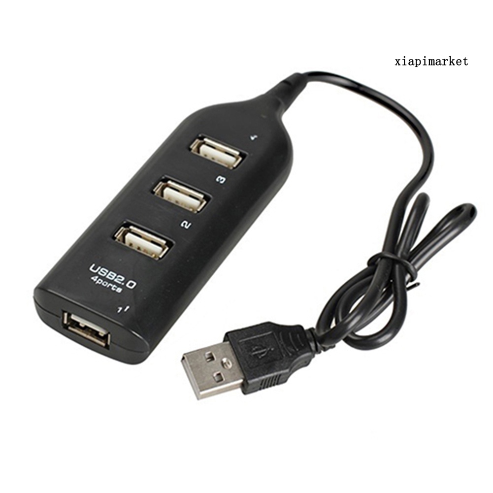 LOP_Black USB 2.0 Hi-Speed 4-Port Splitter Hub Adapter for PC Computer Multi-purpose