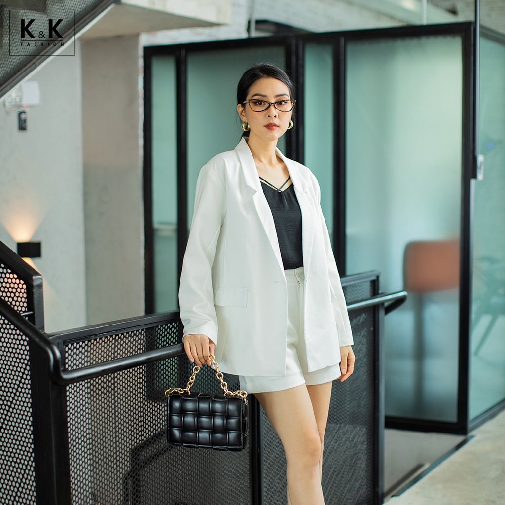 [Mã KKFAK20 giảm 20% tối đa 40K đơn 299K] Áo Blazer Nữ K&K Fashion AK10-11 Màu Trắng Tay Dài Chất Vải Bố Cotton | BigBuy360 - bigbuy360.vn
