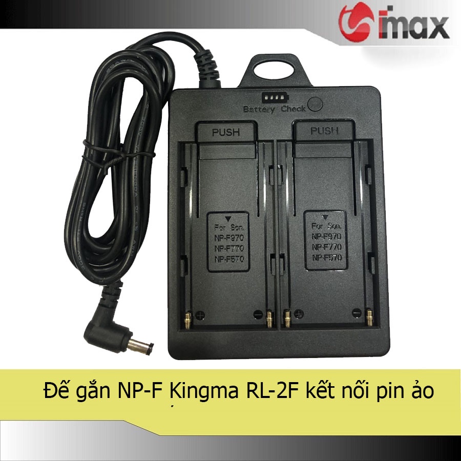 Kingma Dual NP-F Battery to DC 8.4V plate, Đế gắn 2 pin F970kết nối pin ảo RL-2F
