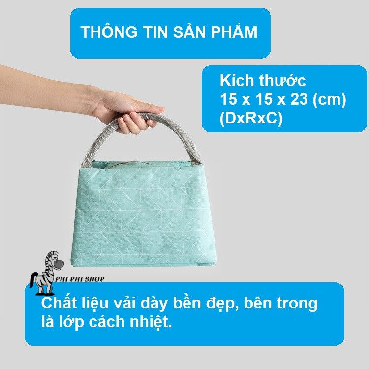 Túi giữ nhiệt túi đựng cơm hộp túi đựng đồ ăn có dây kéo tiện dụng P2353