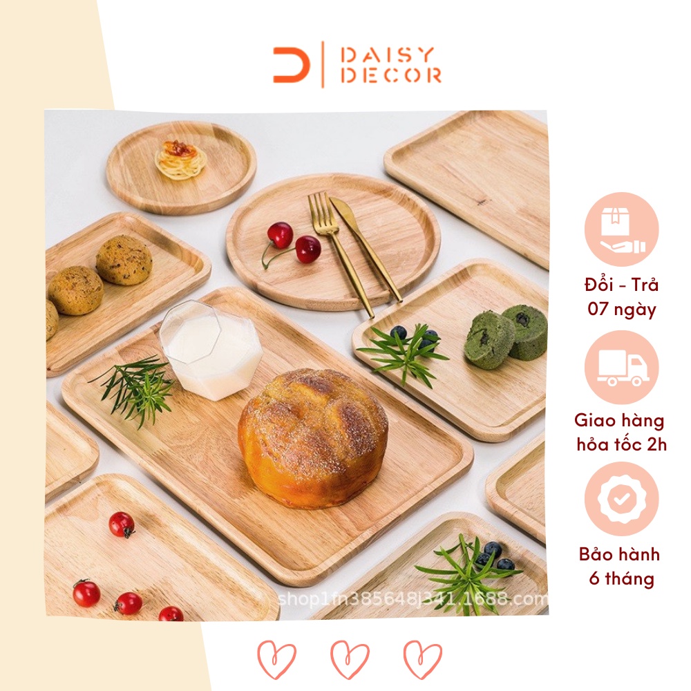 Khay gỗ sồi tự nhiên hình tròn hình vuông hình chữ nhật cao cấp, hàng Việt Nam - Daisy.decor