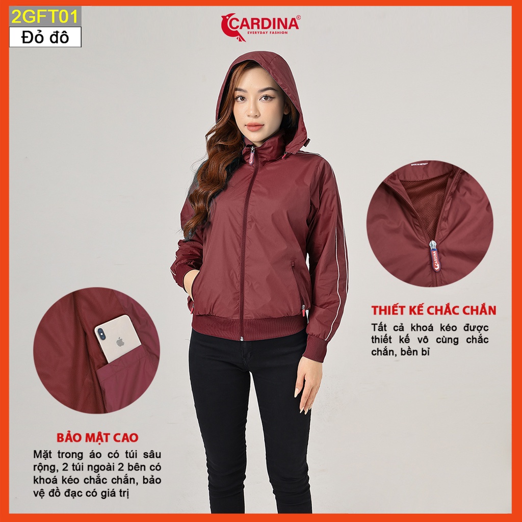 Áo gió nữ CARDINA 2 lớp lót lưới cao cấp siêu nhẹ cản gió cản bụi chống nước 2GFT