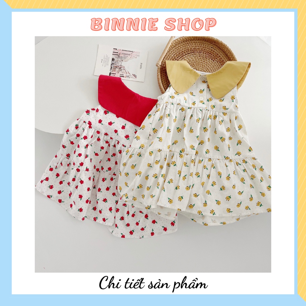 Váy bé gái Váy babydoll sát nách họa tiết hoa 5 cánh xinh xắn cho bé gái 8-20kg (0-5 tuổi) BINNIE SHOP V13