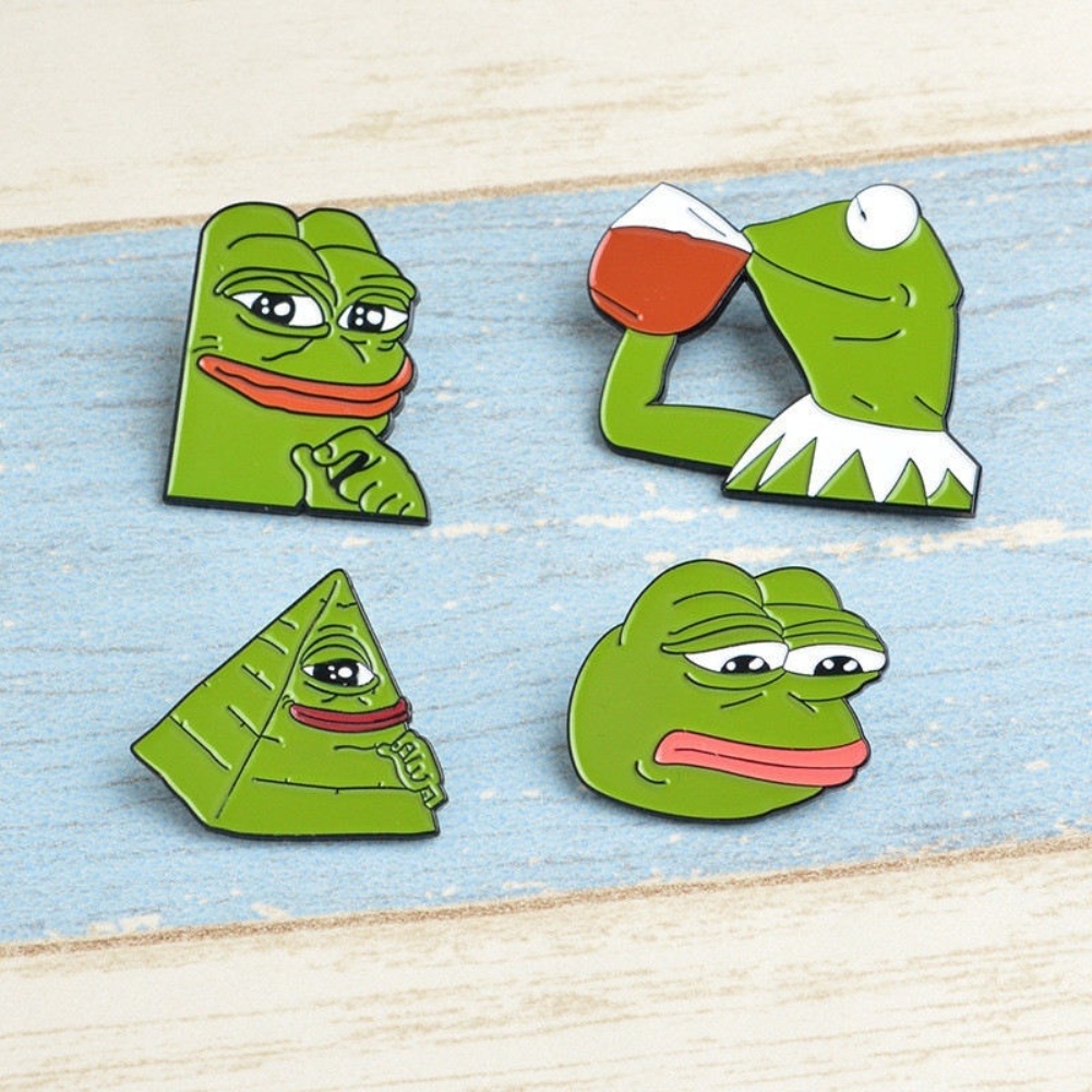 Huy hiệu cài áo họa tiết ếch hoạt hình pepe the Frog ngộ nghĩnh