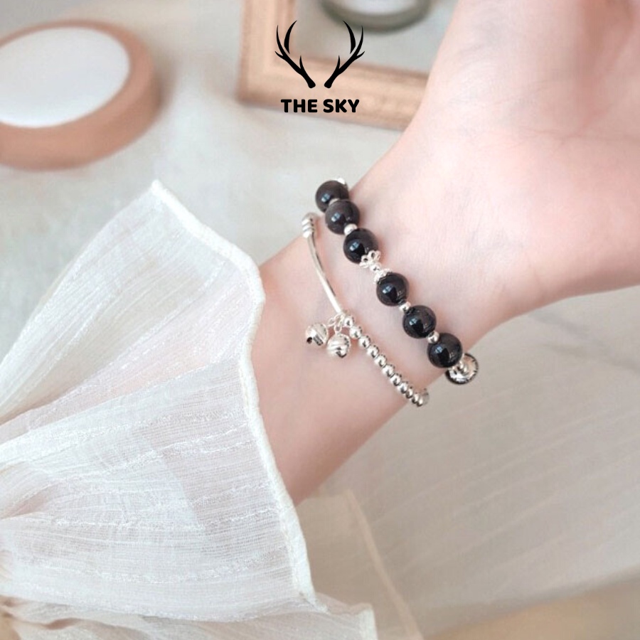 Lắc Tay Chuông Kêu Leng Keng Chất Liệu Bạc Ý Mẫu Mới Hàng Thiết Kế THE SKY VT1030