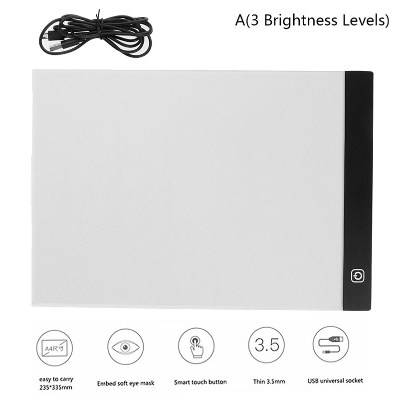 Bảng Vẽ Đèn LED Khổ A4 USB Có Thể Điều Chỉnh Độ Sáng