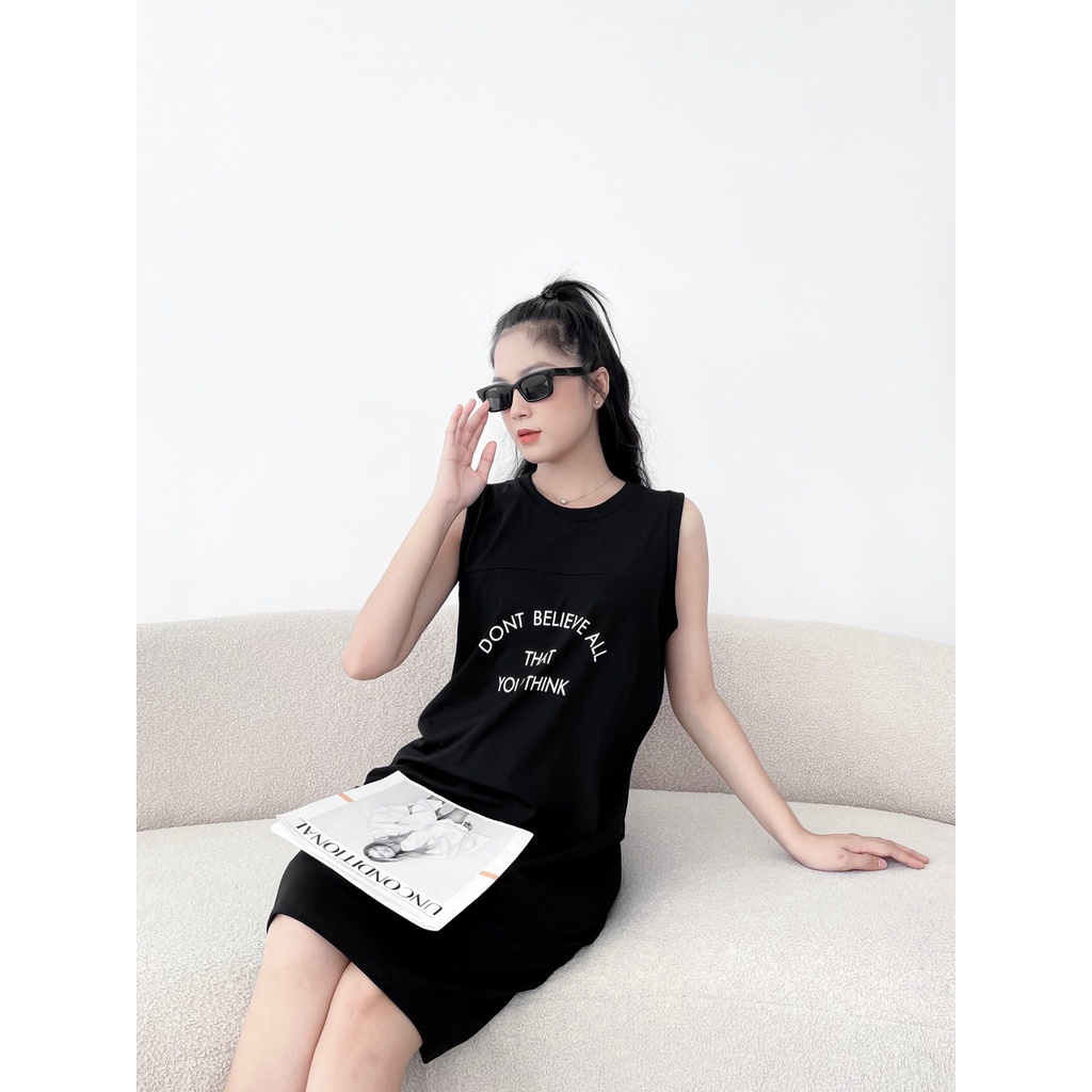 ĐẦM THUN SUÔNG VÁY ZARA HỌA TIẾT TRẮNG ĐEN - COTTON 100%