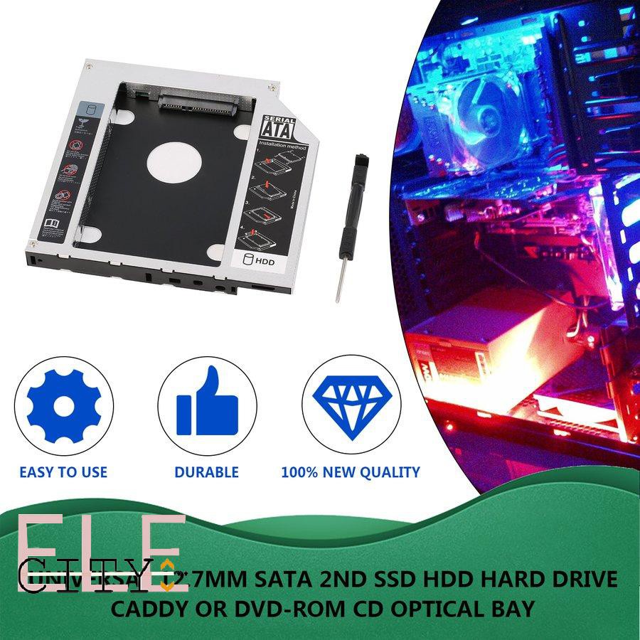 ✨COD✨Universal 12.7mm SATA 2nd SSD HDD Hard Drive Caddy or DVD-ROM CD Optical Bay
