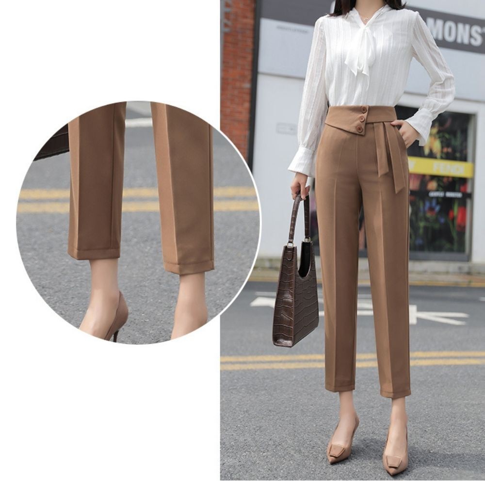 Quần Tây Công Sở Dáng Baggy Phối Nơ 3 Cúc Siêu Xinh