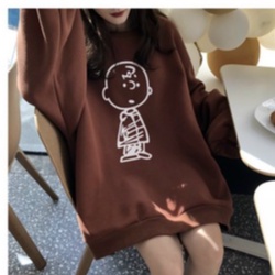 Áo nỉ tay bồng in hình Kid nữ - Rere.Store [FREESHIP]  G18-3- Sweater dài tay form rộng dáng suông, thiết kế cá tính
