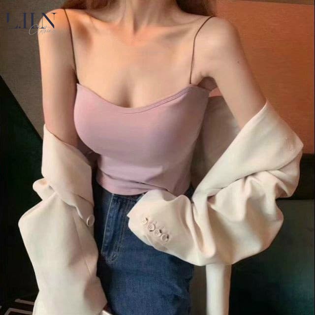 Áo 2 dây sợi bún chất cotton có đệm nâng ngực chất vải co giãn tốt LIIN Clothing SP011 | WebRaoVat - webraovat.net.vn