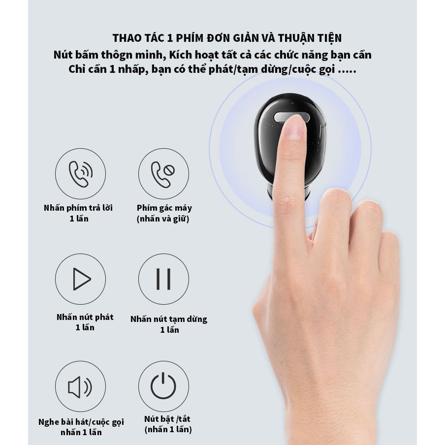 Tai nghe bluetooth Hitoor XT-5  dual-pass 5.0 stereo thể thao không dây đơn siêu nhỏ