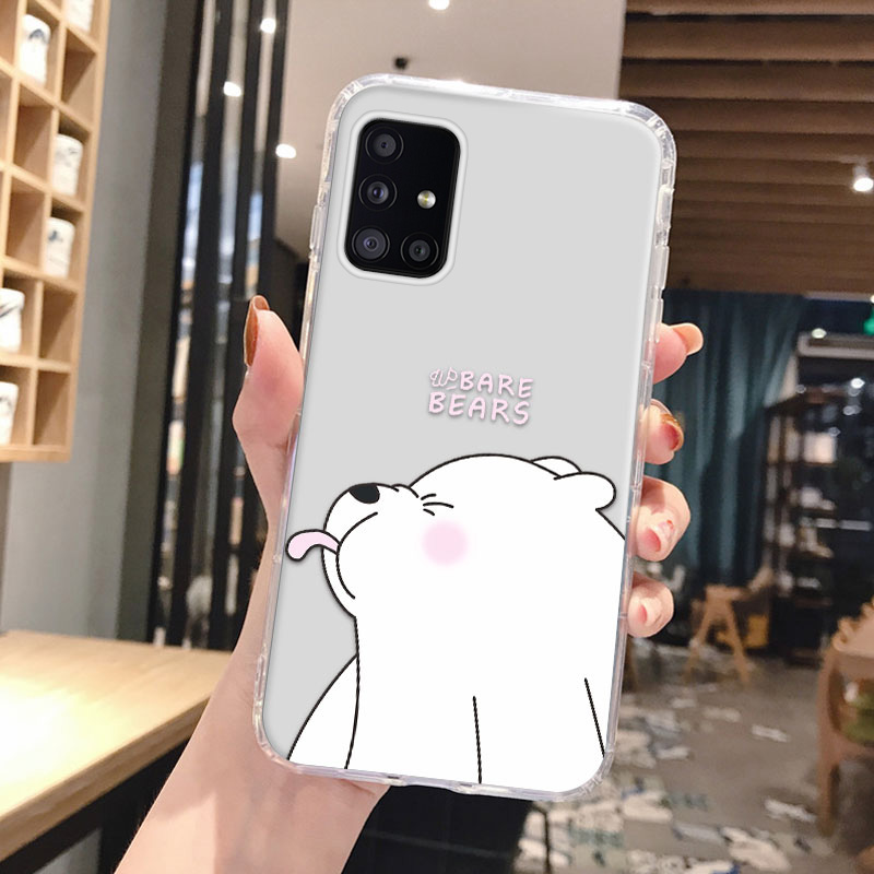 Cute Bear Cheap Case for Samsung J7 Prime On7 2016 M51 A21S A30 A20 A50 A50S A30S A51 A71 4G Note20 Ultra Plus S10 Plus S20FE 4G 5G S20 Plus Ulitra S30 Airbag Anti-fall Camera Protection Clear Cover