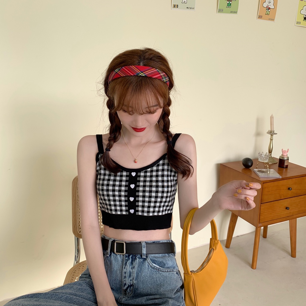 Porozi  Áo hai dây croptop  trơn kiểu dáng hot girl phong cách Hàn Quốc