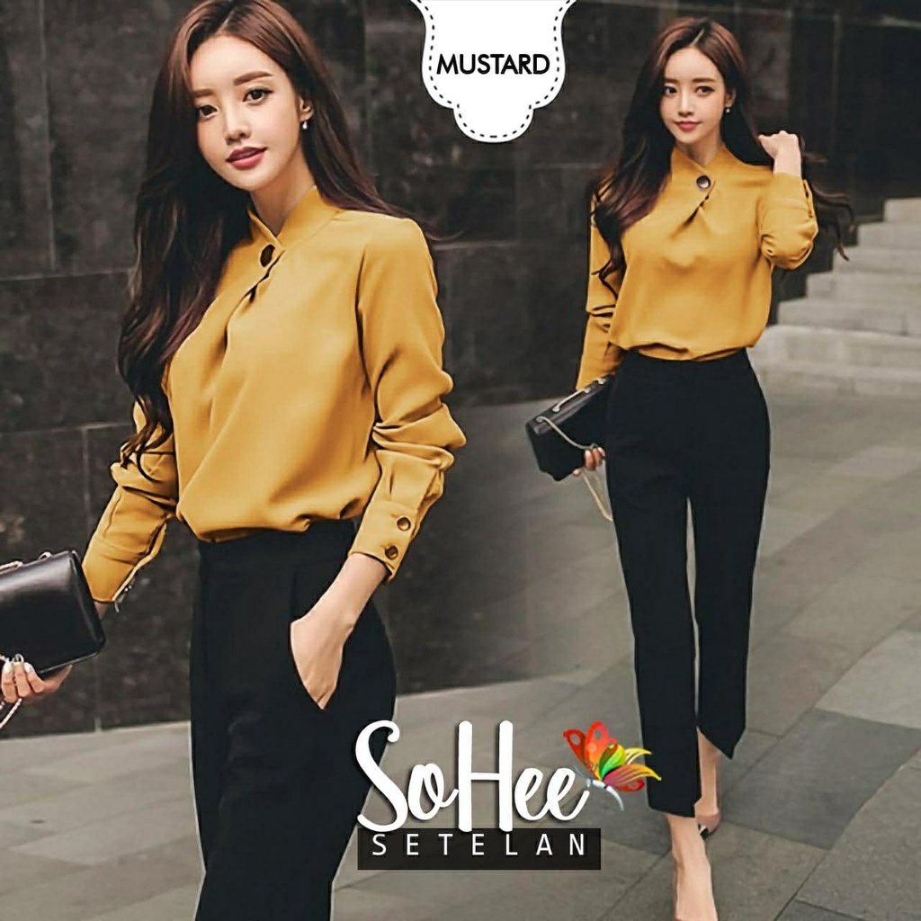 Nên Hee Quần 2 trong 1 cài đặt 4 màu | Áo sơ mi thời trang công sở thanh lịch | Bộ đồ công sở cho nữ | Bộ văn phòng phẩm | Bộ đồ công sở thời trang cho nữ | Bộ đồ thời trang hàn quốc cá tính
