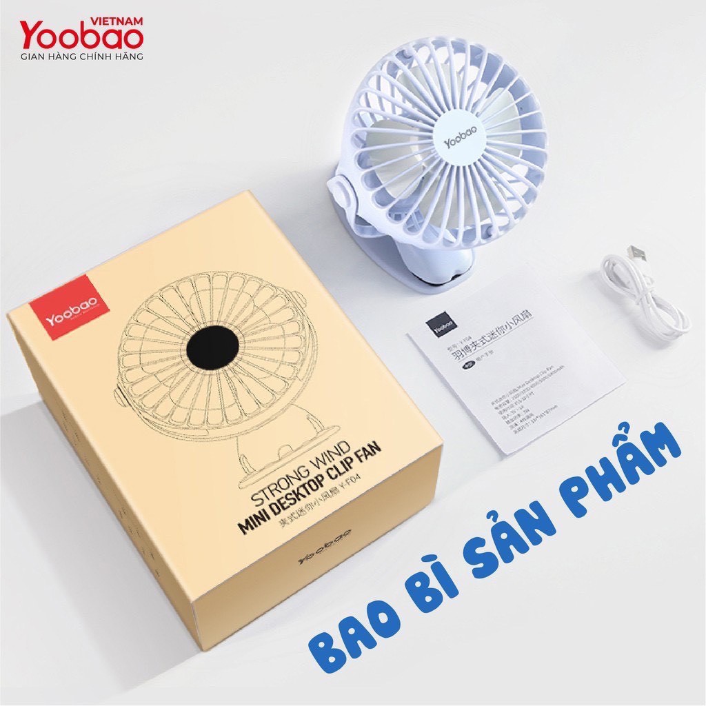 Quạt Yoobao F04 Max 10000mah chạy liên tục 60h để bàn , kẹp xe đẩy cho trẻ nhỏ