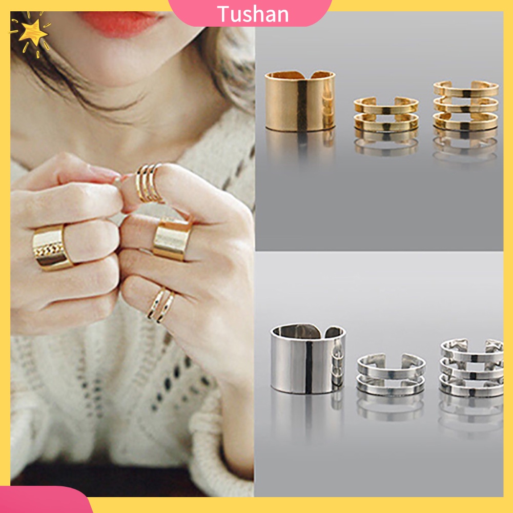 Bộ 3 nhẫn hở đeo khớp ngón tay phong cách Giáng Sinh hợp thời trang cho nữ