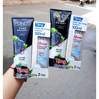 [Tặg nước tẩy trag]Sữa rửa mặt POND'S Pure White than hoạt tính 50g/100g( pond đen)