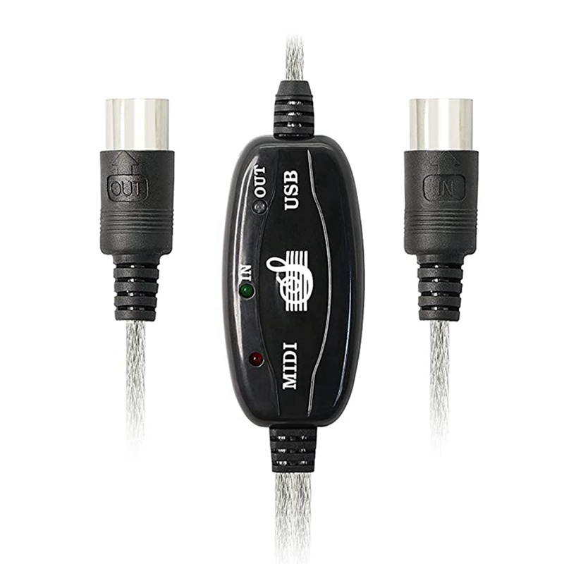 Cáp Chuyển Đổi USB Type A Sang MIDI Din 5 Pin Có Đèn LED Báo Hiệu Cho Bàn Phím Âm Nhạc