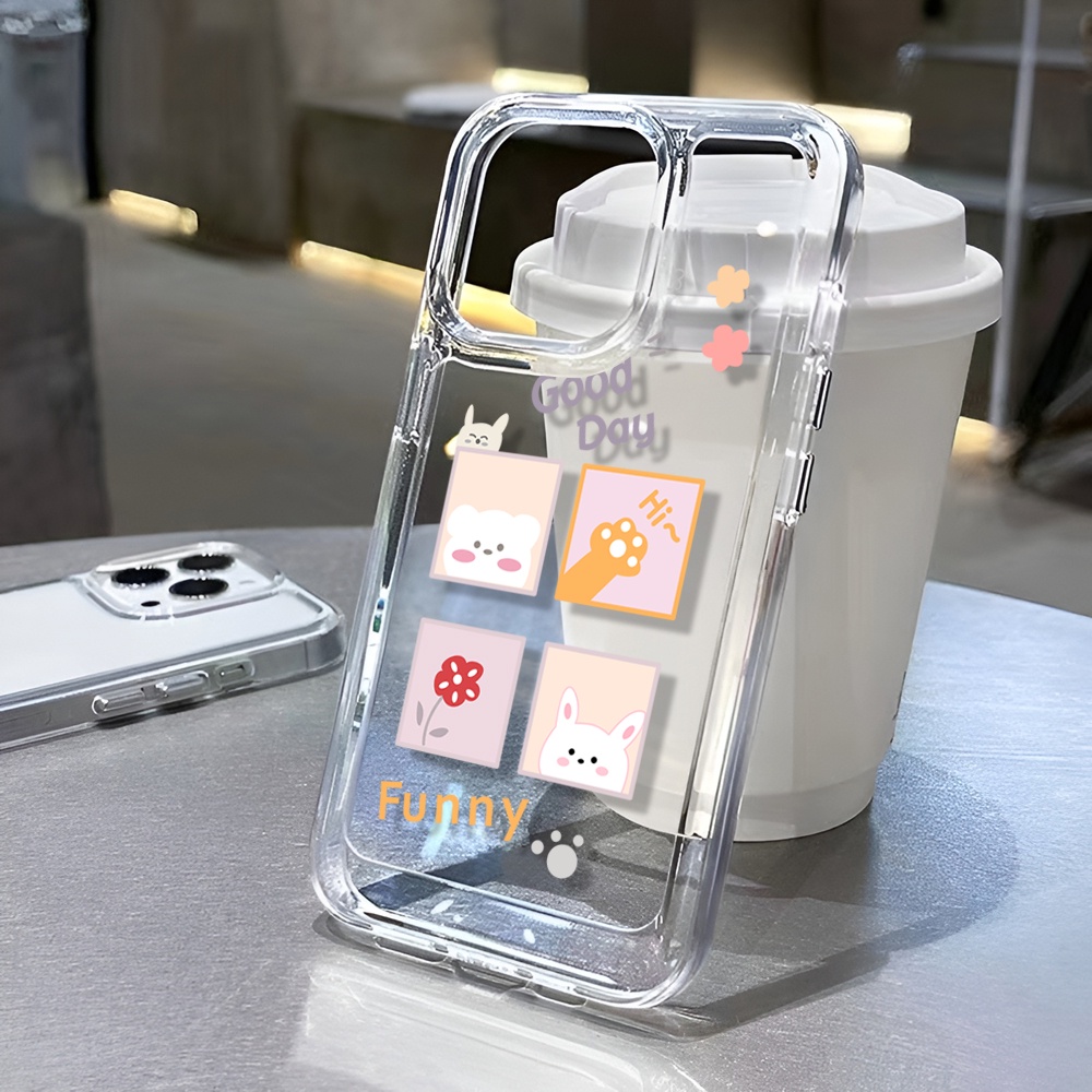 Ốp Điện Thoại Trong Suốt Họa Tiết Hoa &amp; Bàn Chân Mèo Cho iphone 14 Plus 11 13promax 12 7Plus X XS Max 7 8 SE 2020