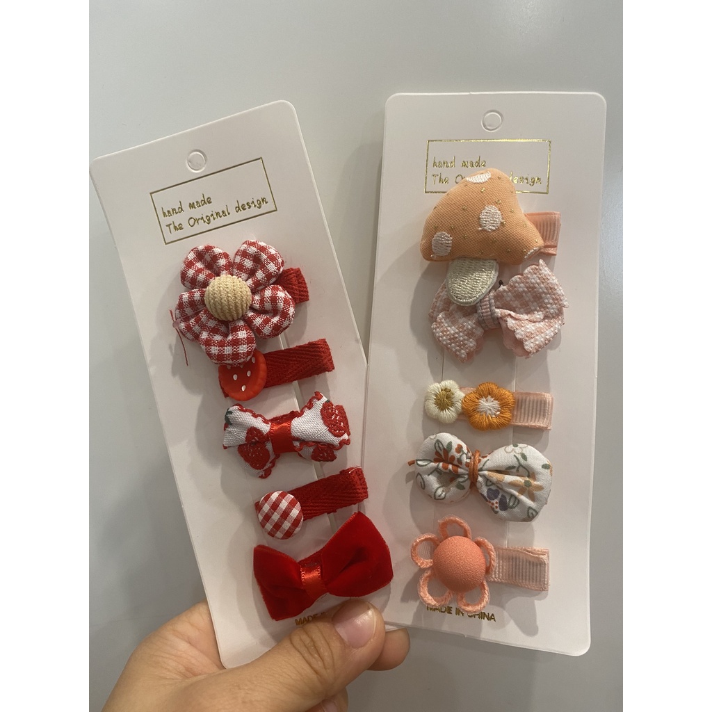 Set 5 Kẹp tóc hình hoa nơ dễ thuơng cho bé gái.