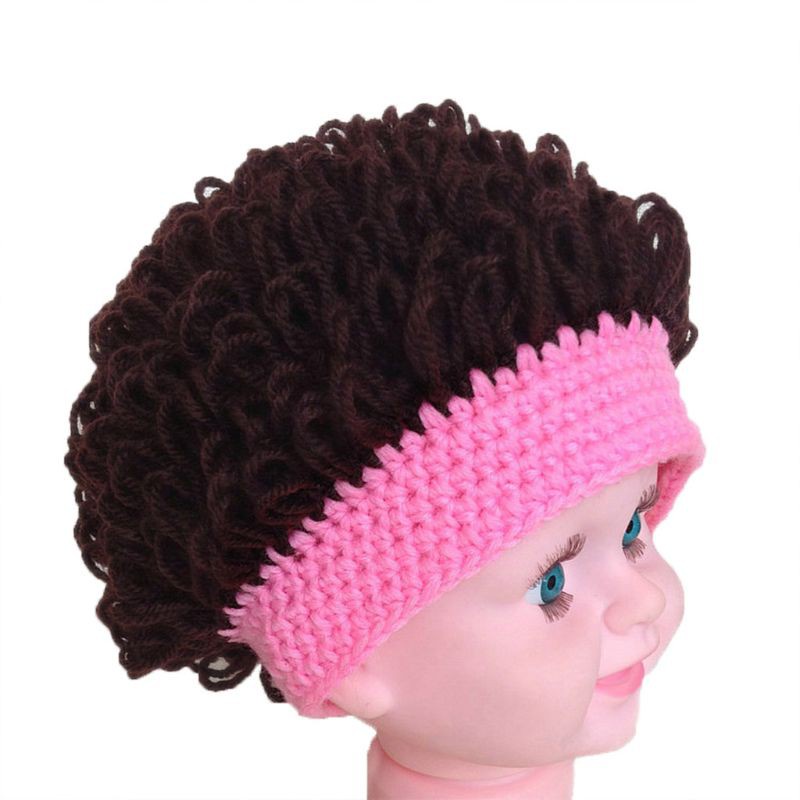 Mũ đội với tóc giả xoăn xinh xắn dành cho bé gái bé trai