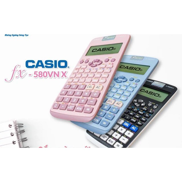 Máy tính Casio fx-580VNX Màu xanh/ Hồng/ Đen BH điện tử 7 năm, check mã QR code- CHÍNH HÃNG