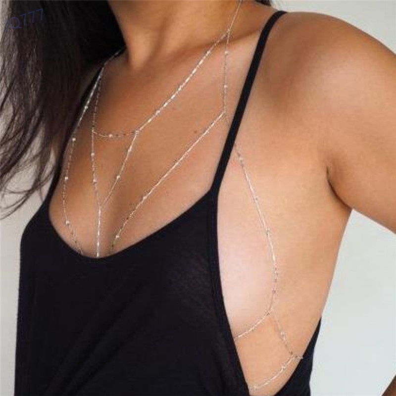 Dây chuyền bikini phối hạt cườm hình chữ U nhiều lớp gợi cảm đi biển