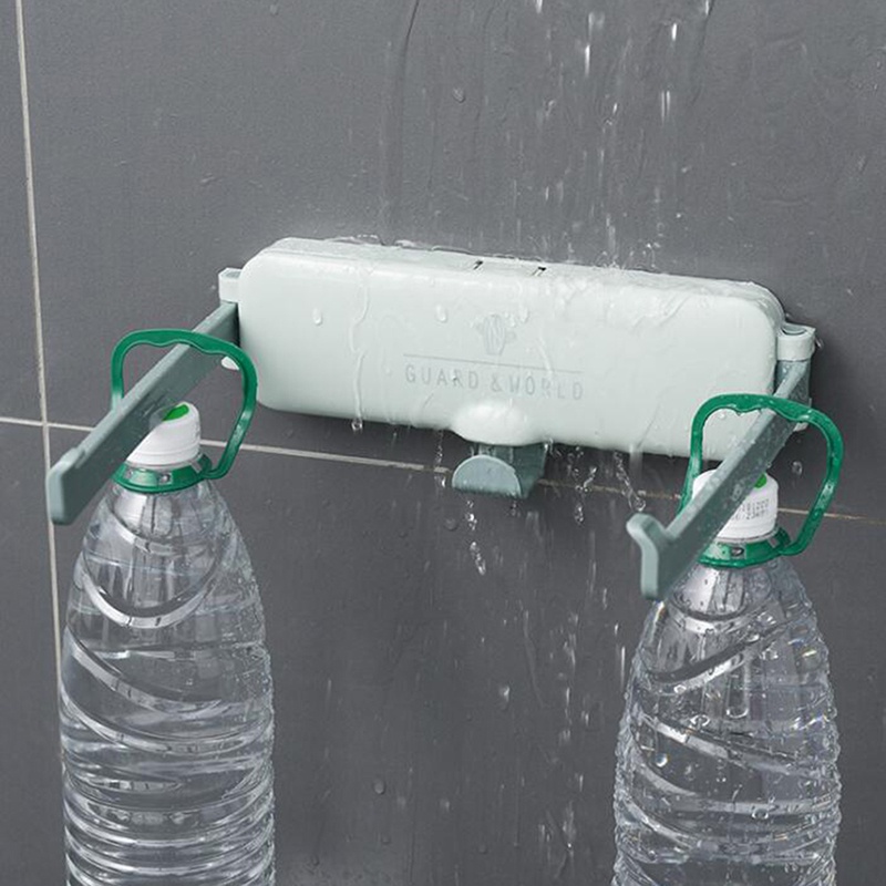 Green Collapsible Wall Mount Multi-function Hook Storage Rack Bathroom Supplies