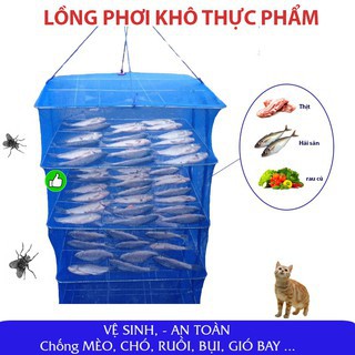 Lồng Phơi Thực Phẩm, Phơi Cá Khô Chống Ruồi Muỗi, Côn Trùng Bằng Lưới PE Dễ Dàng Vệ Sinh,Thu Gọn tiện lợi