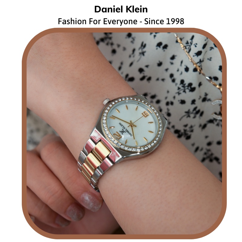 Đồng hồ nữ Daninel Klein Watch DK.1.12794 mặt nhỏ đính đá, kính cứng chống xước, chống nước, dây thép đeo tay cao cấp
