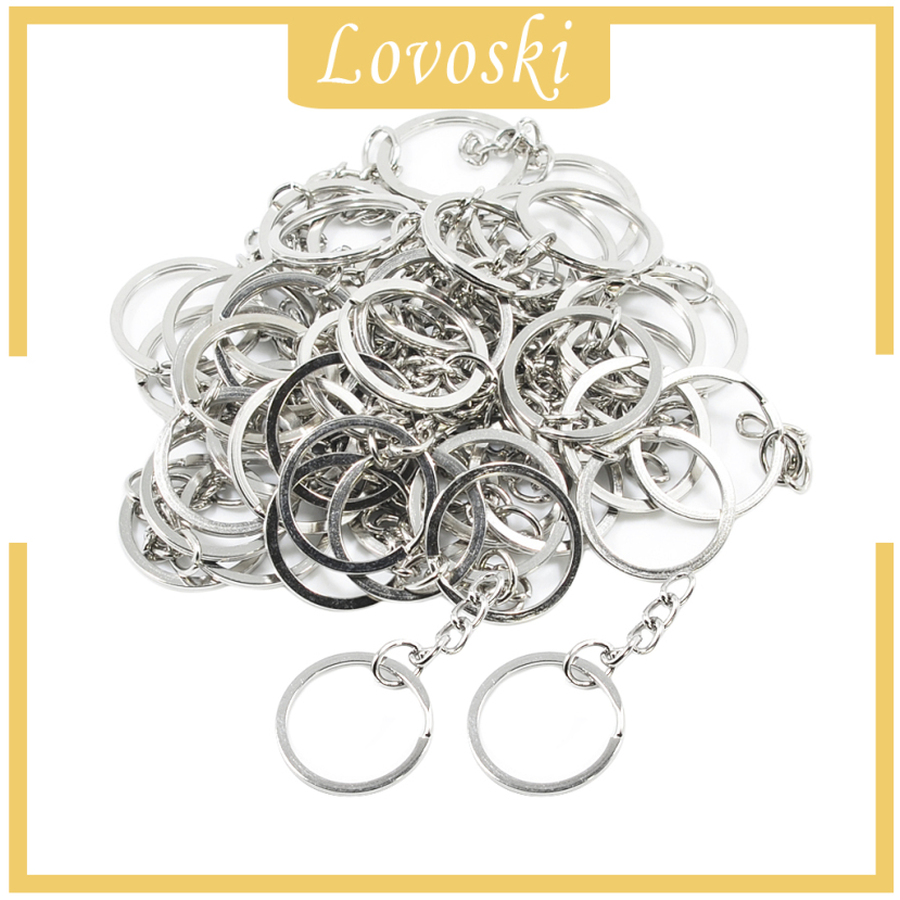 [LOVOSKI]50Pc Split Key Rings with Chain Bulk for DIY Accessories Arts Crafts 25mm/1&quot;