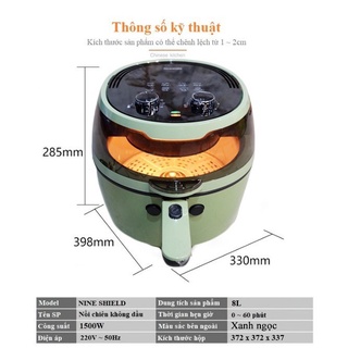 NỒI CHIÊN NƯỚNG KHÔNG DẦU 8L NINESHIELD CÔNG NGHỆ HIỆN ĐẠI NHẤT 2021