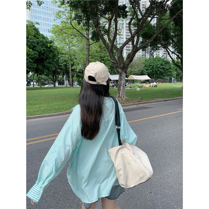 Sơ Mi Nữ Kẻ Sọc Dài Tay Phong Cách Hàn Quốc Kiểu Mới