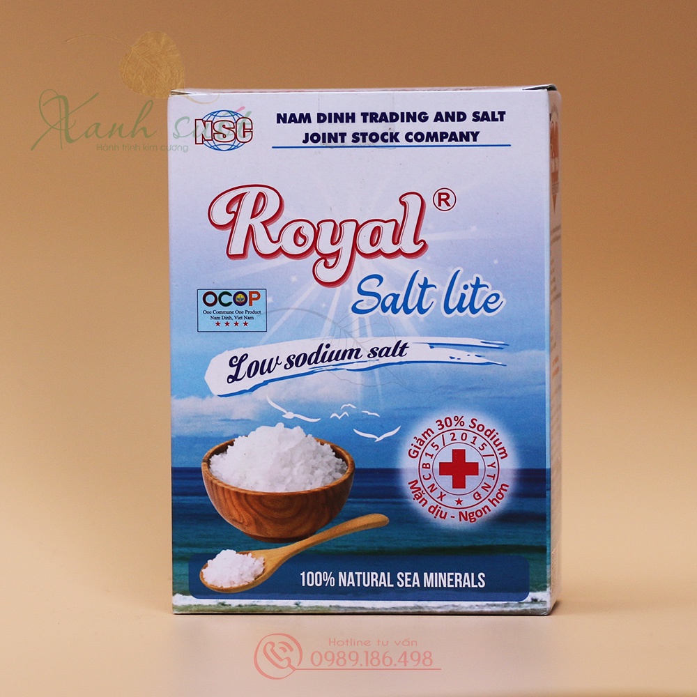 Muối Nhạt Royal- Muối Biển Cho Người Ăn Kiêng, Bé Ăn Dặm, Huyết Áp Cao- Salt Light, Low Sodium Salt