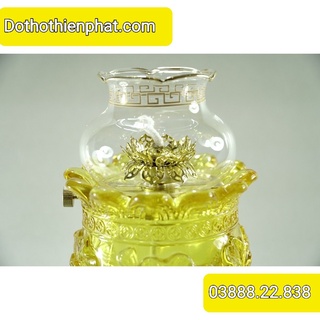 Đèn dầu thờ cúng hoa sen cao 16cm