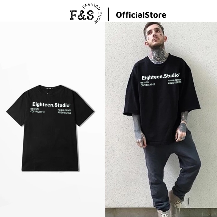 Áo thun tay lỡ unisex form rộng 18 EIGHTEEN. STUDIO - Áo phông F&S nam nữ, cặp đôi, hội nhóm phong cách hàn quốc