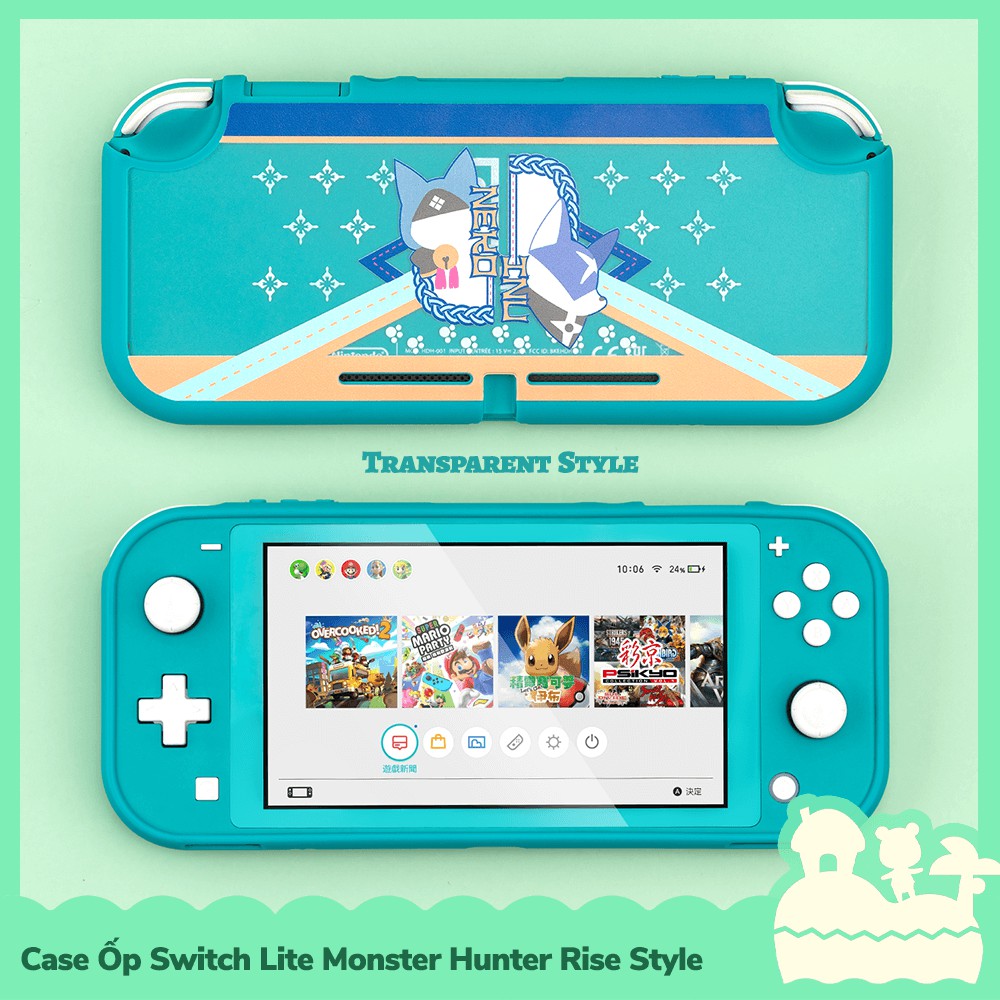 [Sẵn VN] Case Ốp Lưng TPU Máy Game Nintendo Switch Lite Monster Hunter Rise Trong Suốt GS