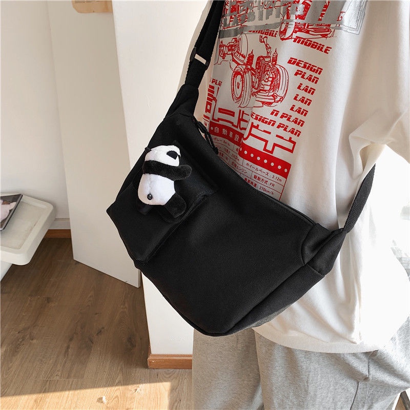 Túi Vải Canvas Đeo Chéo Phong Cách Nhật Bản Đơn Giản Dành Cho Học Sinh