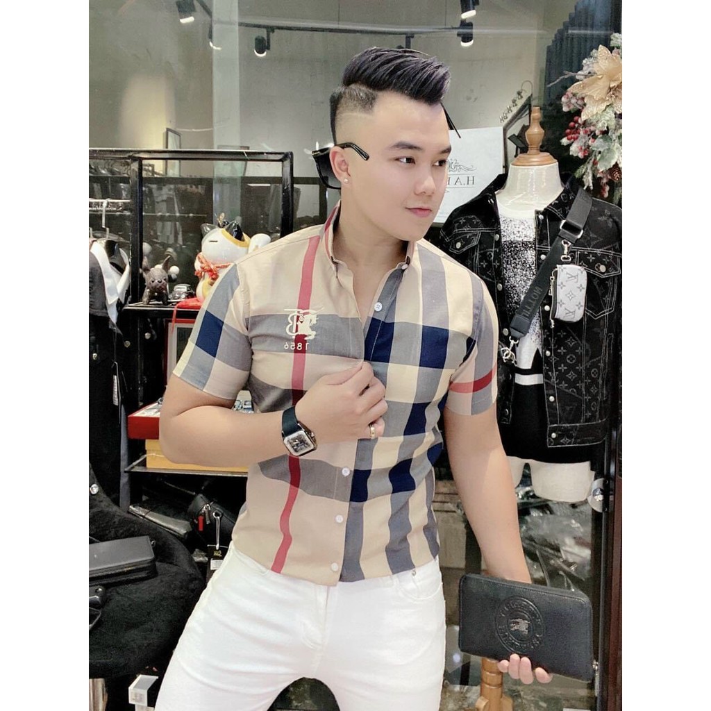 ÁO SƠ MI NAM KẺ SỌC LOGO THÊU KẾT HỢP MÀU SẮC THỂ HIỆN ĐẲNG CẤP - WEGO SHOP